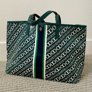 *SOLD* TORY BURCH emerald green Gemini Link Tote Bag